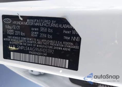 2021 Hyundai Elantra Sel from USA, damaged, VIN 5NPLS4AG9MH051192